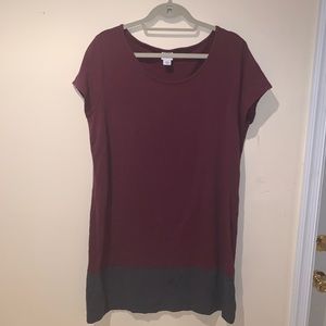 Maroon & Gray T-shirt Dress
